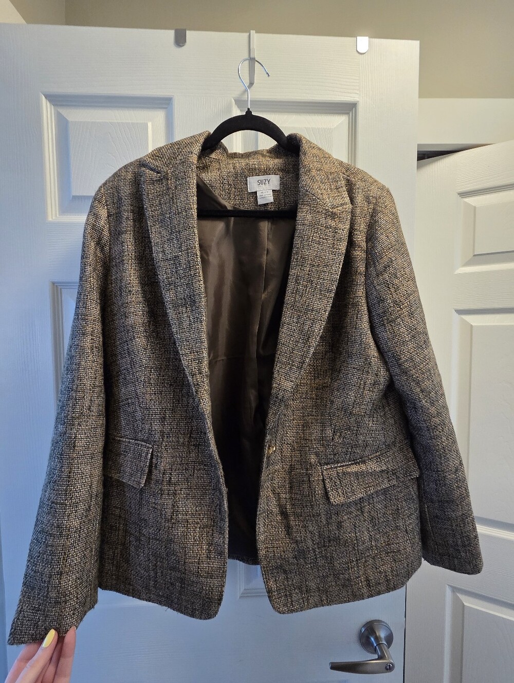Tweed Blazer Jacket in Brown and Black